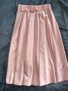 Windsor Blush Pink Midi Pleated Skirt